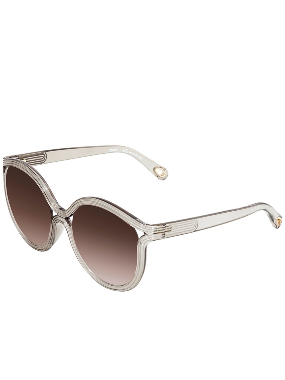 CHLOÉ - Brown Grey Gradient Round Sunglasses